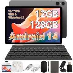 TECLAST P30T Android 14 planšetdators 10 + collu, 12GB RAM + 128GB ROM (2TB TF), ar tastatūru + futrālis + pele, T606 Octa Core A75 CPU Tablet PC, 5G WiFi, 1280 x 800 HD, Widevine L1/Type-C/OTG/3,5 mm