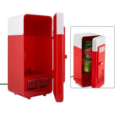 Plyisty portatīvais ledusskapis, 5V USB Tiny Fridge 1 kannas ledusskapja dzesētājs un sildītājs, gudrs dzērienu dzesētājs automašīnai, birojam, guļamistabai utt. (Sarkans) (Sarkans)