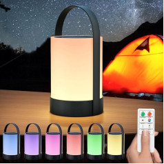 Postlucky Saules galda lampa ar tālvadības pulti Silti balta 8 krāsas Dimmable LED āra lampa 2-in-1 Saules uzlāde un USB uzlāde Pārnēsājamā akumulatora galda lampa āra IP44 ūdensizturīga lietošanai