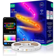 NOUS Alexa RGBIC LED sloksne 10 m - WiFi dimmable pašlīmējoša mitro telpu gaisma Amazon EchoTuya Smart saderīgas ierīces Interjera apgaismojums TV sloksnes Telpu dekoratīvās gaismas F5