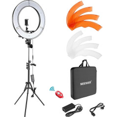 Neewer Camera Photo Video Ring Light Kit: 18 collu / 48 cm āra 52 W 5500 K dimmable LED Ring Light Stand Bluetooth uztvērējs viedtālrunim YouTube Selfie ierakstīšanai