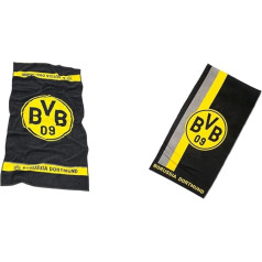 Borussia Dortmund BVB Vannas dvieļi ar emblēmu 70 x 140 cm, viens izmērs un vannas dvieļi ar svītrainu logotipu, kokvilna, melni/dzelteni, 70 x 140 cm