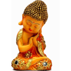 eSplanade Smiling Happy Baby Buddha Monk Statue | Feng Shui Monk Figure Showpiececes | Home Decoration | Resin - Yellow - Multi - 7 Inch