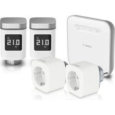 2 Bosch Smart Home radiatora termostats II + 2 Bosch Smart Home WLAN ligzda + kontrolieris II