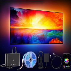 BDFFLY Smart TV LED fona apgaismojuma komplekts ar HDMI 4K30Hz sinhronizācijas bloku, 16,4 ft TV LED apgaismojums 55-75 collu televizoram, RGB LED lentes apgaismojums, sinhronizācijas krāsu maiņas LED apgaismojums, kas sinhronizējas ar TV, datoru, sp