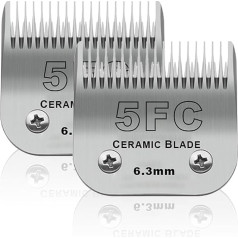 BESTBOMG 2 Pack Dog Grooming Replacement Blades Compatible with Heiniger/Moser Max45/Andis/Oster A5 Dog Clippers, Size 5FC 1/4