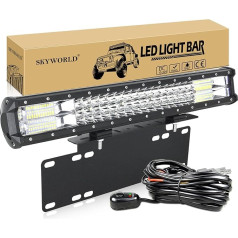 SKYWORLD LED papildu priekšējais lukturis, 50,8 cm 20 collu 288 W LED darba gaismas bāra Combo atstarotājs Offroad lukturu darba gaisma ar numura plāksnes turētāju ar vadu instalāciju UTV ATV SUV kravas automašīnai traktoram