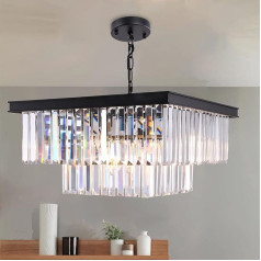 Wellmet moderna kristāla lustra 9 gaismas 50 cm kristāla lustra melna kristāla piekaramā gaisma ēdamgalda griestu gaisma LED piekaramā lampa Lustre dzīvojamās istabas griestu lampa Piekaramā virtuves piekaramā gaisma