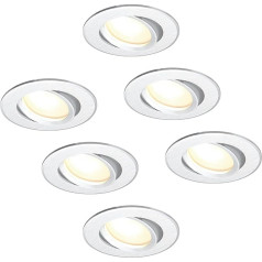 HCFEI 6 LED iegremdējamo prožektoru komplekts Flat DIM 120° 230 V 3 W Warm White 3000 K Uzstādīšanas caurums 68-75 mm Matēts sudraba krāsā Grozāms uzstādīšanas dziļums 25 mm