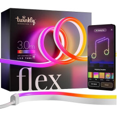 Twinkly Flex 3m, LED-Schlauch Multicolor, Flexibel und Kompatibel mit Home Kit, Alexa und Google Home, Gaming-Lichter, Über 16 Mio. Farben, Stromversorgung über USB-C, App-Steuerung, Weißes Kabel