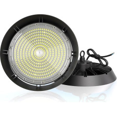 Modlicht iekštelpu apgaismojums LED 200 W 170 lm/w | 5000 K Daylight Cool White | Bez mirgošanas 90° staru leņķis | Highbay IP65 UFO iekštelpu prožektors Rūpnieciskā lampa noliktavai/darbnīcai/garāžai/būvlaukumam