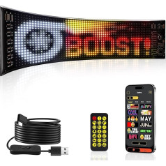 JDVOOTD 2024 Pilnkrāsains elastīgs LED rezultātu tablo, 35 x 10 cm LED programmējams, Bluetooth Smart App LED RGB panelis spēļu telpai, ballītei, reklāmas stendam, bāram, dāvanai