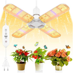 SINJIAlight Pack of 552 LED augu lampas, E27 200 W pilna spektra augu gaismas lampa Lucky Clover Leaf 180° regulējama, laika funkcija, dārza istabas augiem