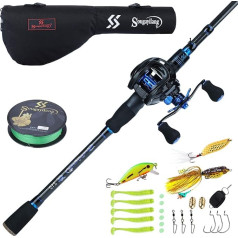 Sougayilang Baitcaster Combo makšķerēšanas stienis un spole, ultralight Baitcasting makšķerēšanas spole ceļojumiem, sālsūdens, saldūdens un iesācējiem - 5ft/9ft