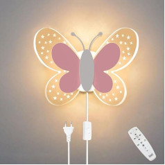 12 W LED sienas lampa ar slēdzi Dimmable Butterfly sienas lampa Bērnu nakts lampa ar kabeļa nakts gaismu Moderns sienas apgaismojums ar tālvadības pulti Iekštelpu sienas apgaismojums bērnu istabai Guļamistabai