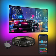 Govee LED TV fona apgaismojums 4,6 m, RGBIC TV LED josla 70-80 collu televizoriem, vadāma ar Bluetooth un Wi-Fi, darbojas ar Alexa un Google Assistant, 11 mūzikas režīmi, 99+ skatuves režīmi