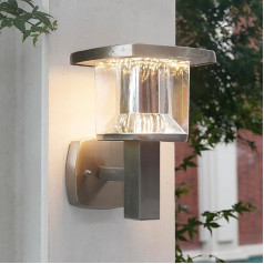 NBHANYUAN apgaismojums Wandleuchte Außenlampe,SUS304 Edelstahl Aussenlampe LED IP44 außenwandleuchte für Hauswand,Terrasse,Balkon,Garten Silber 3000K Warmweiß Licht 220-240V 1000LM 9W