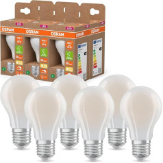 OSRAM Energy Class Classic LED spuldze 3,8 W / 806 lm / EEK A Silti balta gaisma (2700 K) CRI 80 Matēta bezsvina stikla E27 vāciņš IP20 60 mm DM 6 Pack