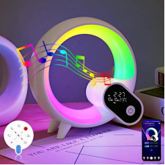 LED nakts lampa bērniem, gaismas modinātāja galda lampa ar Bluetooth skaļruni, atmosfēras lampa ar miega atbalstu, balto troksni, taimera un snaudas funkciju, ideāli piemērota dāvanām - balta