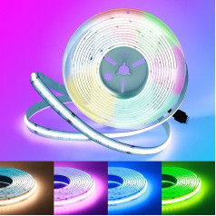 COB LED lente RGBW 24 V 5 m, COB LED lente RGBW RGBW RGB Warm White Dimmable 5-Pin COB Fairy Lights High Density 784LEDs/M 12 mm Wide Multicoloured IP20 guļamistabai virtuvei mājas interjera dekorēšanai