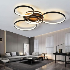 AiPaiTe Griestu lampas Dimmable Living Room Lamp ar tālvadības pulti, 95 cm, 6 gredzenu griestu gaisma, 76 W, 7600 LM, metāla griestu gaisma, moderns dizains guļamistabai, virtuvei, ēdamistabai, viesistabai