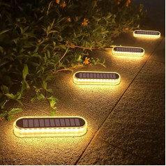 Lacasa Saules grīdas apgaismojums Āra 40 LM Pack of 4 saules gaismas āra lietošanai Silti balta saules gaismas IP68 ūdensizturīgs LED ceļa apgaismojums ar automātisko ieslēgšanās/izslēgšanās gaismas sensoru dārza zālienam, terasei, pagalma