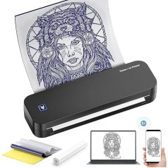 LIUMATE Tattoo Printer Wireless Tattoo Stencil Printer 2600 mAh with 20 Transfer Paper, A4 Thermal Printer Bluetooth Tattoo Stencil Printer Machine, Compatible with Smartphone & PC