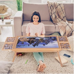 G TALECO GEAR Puzzle Board 1500 gabaliņu puzles galds ar 4 atvilktnēm un vāku, 87 x 67 cm, pārnēsājams puzles galds ar salokāmāmām kājām pieaugušajiem un pusaudžiem