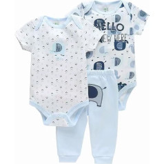 3-Piece Baby Clothing Set Baby Boys Girls Clothing Outfit Short Sleeve Bodysuit Romper + Trousers Newborn Toddler Soft Baby Set