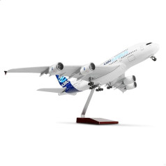 QIYUMOKE 1/160 Airbus A380 prototips 18 collu liels modelis Lieto lidmašīnu modeļu komplekts ar statīvu Sky Jumbo Airliner lidmašīnu modeļa lidmašīnas displeja kolekcionāra modeļu komplekts kā dāvana