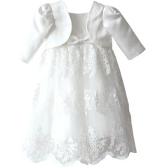 LOLIWE Christening Dress Satin Bolero Baby Girl Dress Flower Girl Dress M22