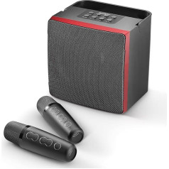 SEAAN Mini karaoke sistēma Karaoke mašīna Karaoke mikrofons ar 2 mikrofoniem Stereo skaļrunis Atbalsta Bluetooth, AUX, USB, TF ballītēm, sanāksmēm, kāzām, mājām un āra lietošanai