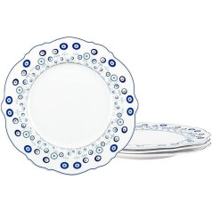 fanquare 4 gabalu pusdienu šķīvju servīze no īsta porcelāna Diametrs 205 mm Turku zilās acs kaklarota Evil Eye Pattern Pasta Plate ēdināšanai un mājsaimniecībai