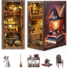 Grāmatu stūrītis DIY komplekts Grāmatu stūrītis Booknook Nooks Library Magic Kit Library Fantasy 3D Puzzle Bookhelf Bookends Decoration Mini World Dollhouses Miniature House with Furniture LED Light Bookend pieaugušajiem no 14+