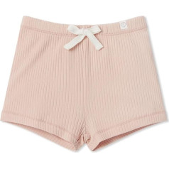 MORI Baby Boys Girls Ribbed Shorts in Blush - organiskās kokvilnas vīriešu un bērnu bikses ar elastīgu jostasvietu un dekoratīvu aukliņu - 12-18 mēneši, Ribbed Blush