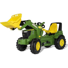 Rolly Toys RollyFarmtrac Premium John Deere 7R 730032 pedāļu traktors (ieskaitot RollyTrac iekrāvēju, no 3 gadiem, regulējams sēdeklis garumā un augstumā, Whisper riepas), zaļš