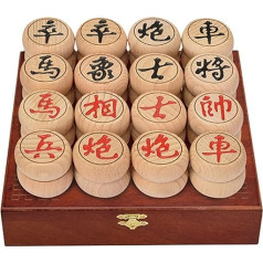 Ķīniešu Xiangqi 2 spēlētājiem, tradicionāls pārnēsājams ķīniešu šaha galda spēles komplekts ceļošanai ar dižskābarža koka figūrām, ādas šaha dēli un dāvanu kastīti (3,8 cm/1,5 collas)