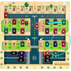 Faittoo Montessori magnētiskais alfabēta labirints, smalko motorisko prasmju rotaļlieta mazuļiem 3+ gadus veciem bērniem, mācību rotaļlieta