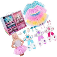 Meiteņu iztēle Princess Dress Up Set Collection Safe Un Princesses Jewellery Box rotaļlieta, lai stimulētu radošo spēli. Komplekts meitenēm no 4 līdz 6 gadiem. Saģērbt