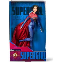 Barbie Supergirl Flash Movie Wearing Sarkanā un zilā lelle kolekcionāra lelle ar Cape Doll Stand Included