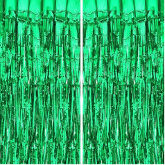 sourcing map Pack of 20 Green Fringe Curtain Party Streamers (1m x 2m) Shiny Metallic Tinsel Streamers Birthday Party Backdrop Decoration for Holidays Celebrations