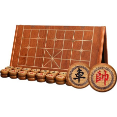 Ķīnas šaha spēle ar salokāmu šaha galdu, Wenge, tradicionālā Xiangqi, pārnēsājams ceļojumu galda spēļu komplekts, stratēģiskā spēle 2 spēlētājiem (5,8 cm/2,3 collas)