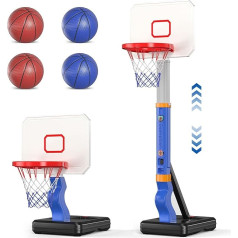 nmoiww 33.3-43.7 inch Children's Basketball Hoop Stand Height Adjustable with 4 Balls and 1 Air Pump, Indoor and Outdoor Sports Basketball Hoop Sports Play Set, Suitable for Children from 3 Years