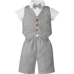 ranrann Baby Suit Boy Summer Wedding Party Christening Suit Festive Tuxedo Set Suit Vest Short Sleeve Shirt Shorts Toddler Gentleman Outfit