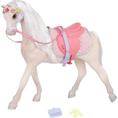 Glitter Girls Glitter Horse with Tiara - Lelles aksesuāri 36 cm lellēm ar seglu, seglu, matu skavām - Lējuma kumeļš un aksesuāri, rotaļlietas bērniem no 3 gadiem