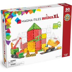 MAGNA-TILES Builder XL 50 gabaliņu magnētisko konstruktoru komplekts - oriģinālais magnētisko konstruktoru zīmols