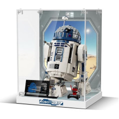 cooldac Akrila vitrīna Lego 75379 Star Wars R2-D2, putekļu necaurlaidīga un caurspīdīga HD aizmugurējās sienas plēves vitrīna R2-D2 Lego 75379 būvkomplektam (tikai vitrīna, Lego modelis komplektā nav iekļauts)