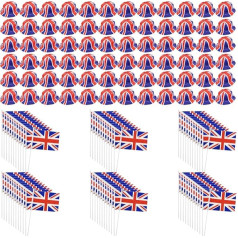 I LOVE FANCY DRESS LTD Union Jack aksesuāri pieaugušajiem 72 x Bowler Hat + 72 x Union Jack rokas karogi - plastmasas cepure un auduma britu rokas aušanas karogs