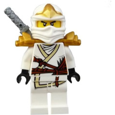 LEGO Ninjago Zane ZX mini figūriņa ar bruņām un katanas zobenu