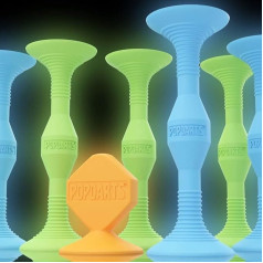 Popdarts Glow Pack Glow In The Dark rotaļu komplekts (zils un zaļš) - piesūcekņu kausa mešanas spēle iekštelpās un ārpus telpām - sacensības ar POP